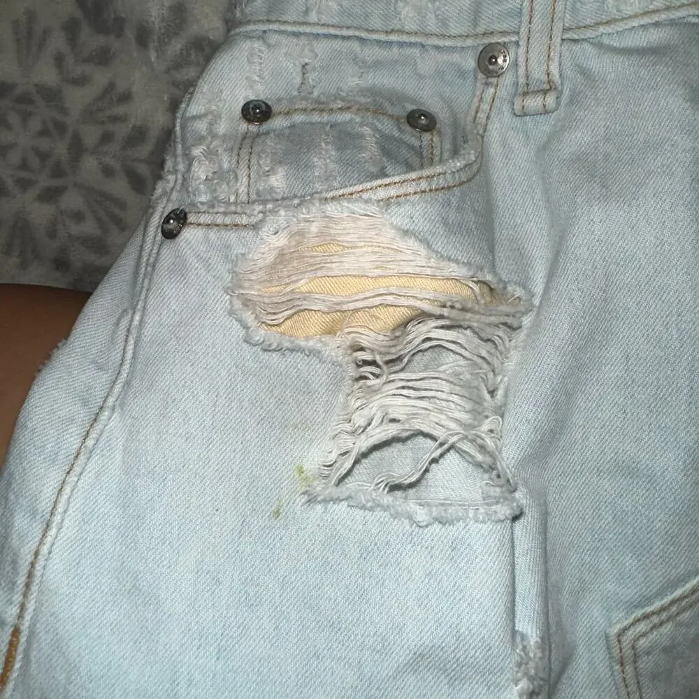 Rag & Bone Shred Denim Mini Skirt Shredded Norte Light Wash Distressed High Rise
